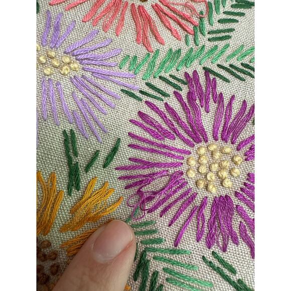 Embroidered Throw Pillow Floral Bouquet Motif 20 x 17" Home Décor Art & Crafts - Picture 3 of 13